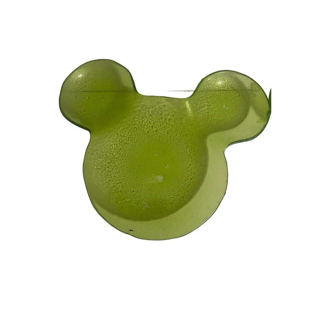 Disney Green Glass Mickey Mouse Serving Plate Set Of 4